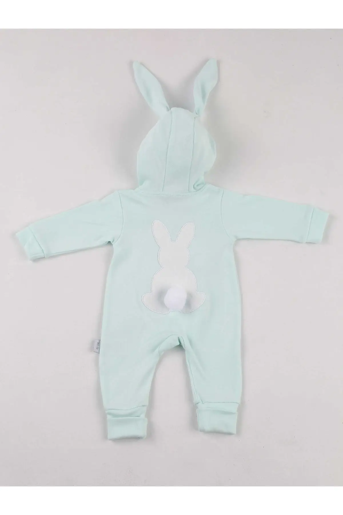 Светло зеленые ушастые помпоны кролики Детский комбинезон| |