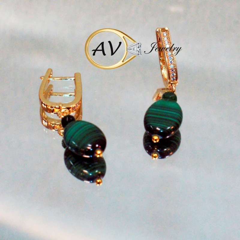 Серьги Малахитом Стерлинговое Серебро 925 круглые висячие серьги для женщин