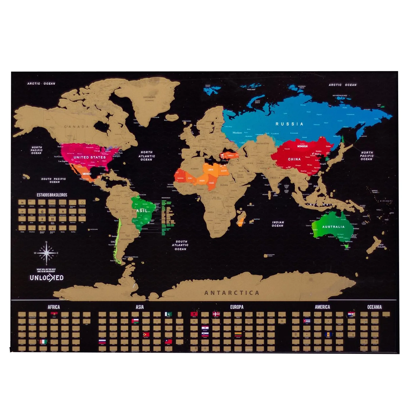 

Mapa Mundi de Raspar | Unlocked | Sem moldura | 82x60 cm | Mapa de Viagens | Mapa Raspadinha | Scratch off Mundi Map