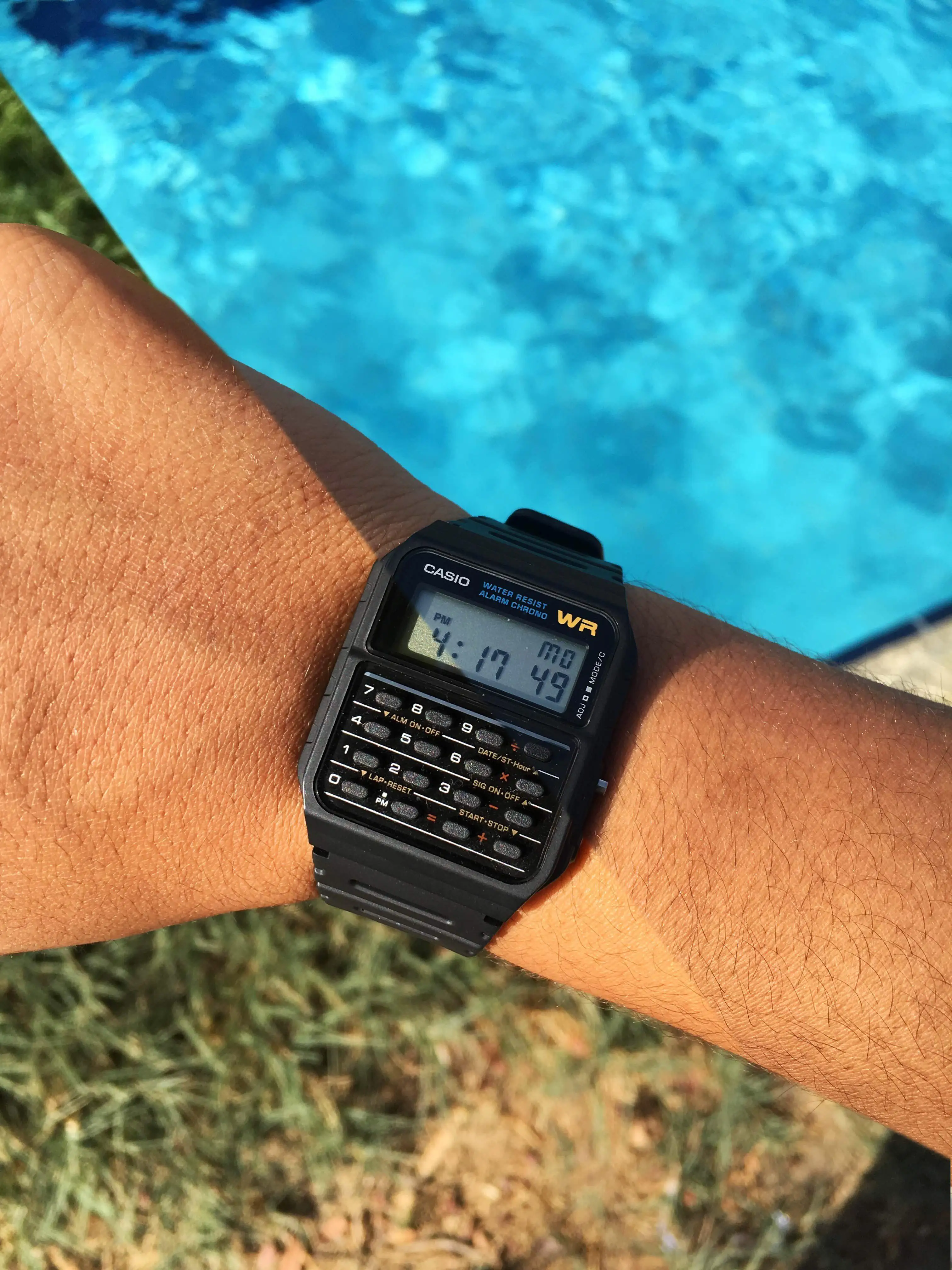 Часы CASIO Мужские многофункциональные с калькулятором и резиновым ремешком CA