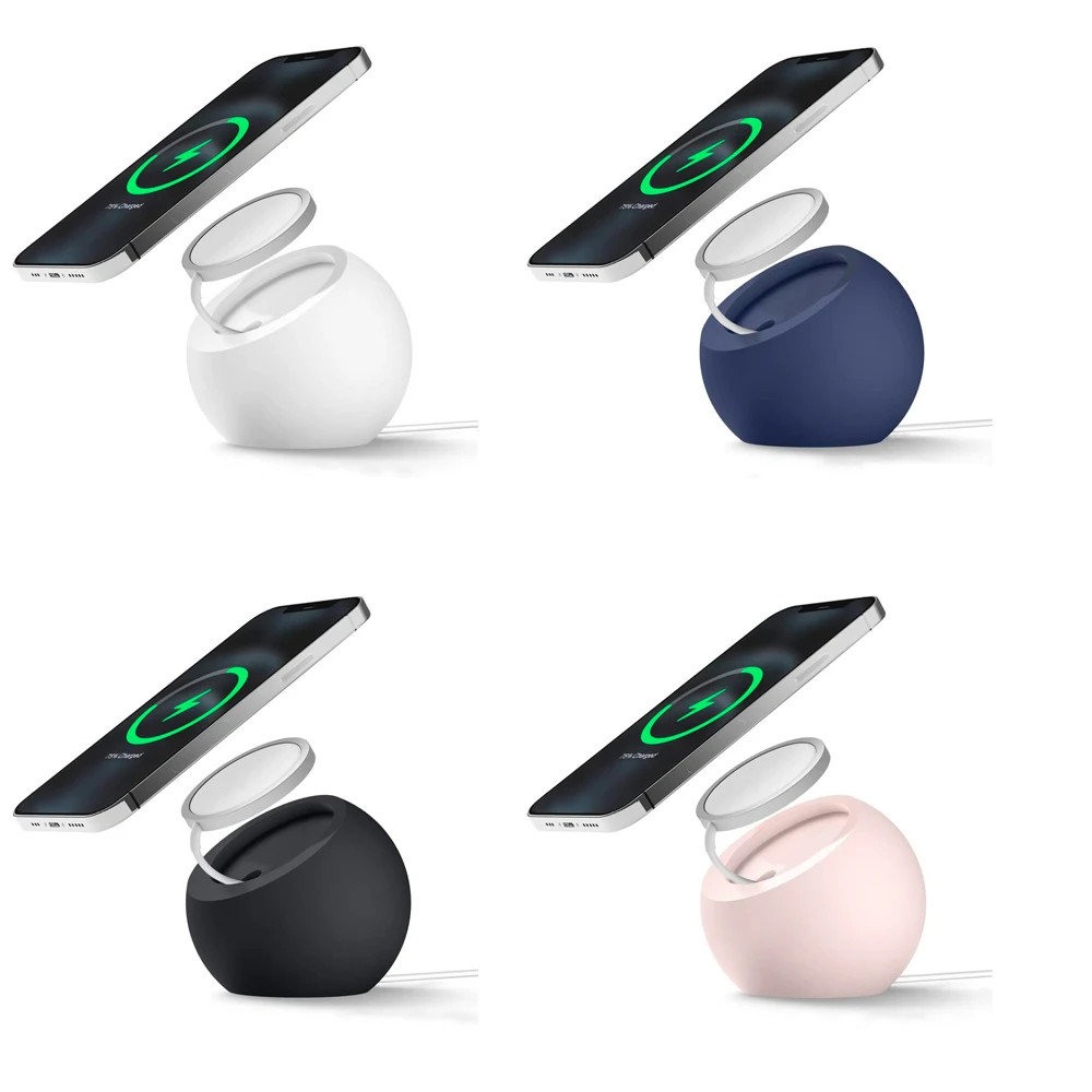 Magnetic Wireless Charger Stand Holder for iPhone 12 Pro Max Mini  Silicone Ball Shape Charging Dock Station Base For Magsafe