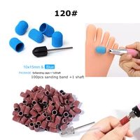 1 set 100pcs sanding bands 5pcs 1015mm block caps gel remover manicure pedicure electric nail drill bits cutter grit 80120180
