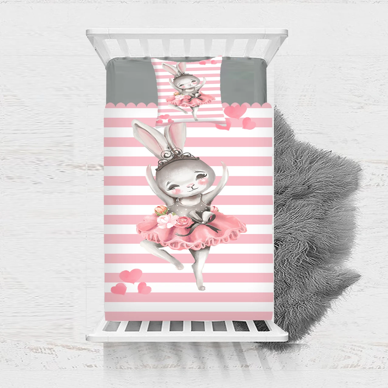 

Еще 2 шт. розовые линии серый кролик балерины танцор 3D принт хлопок сатин одиночное Покрывало Постельное белье подарок комбинированная наво...
