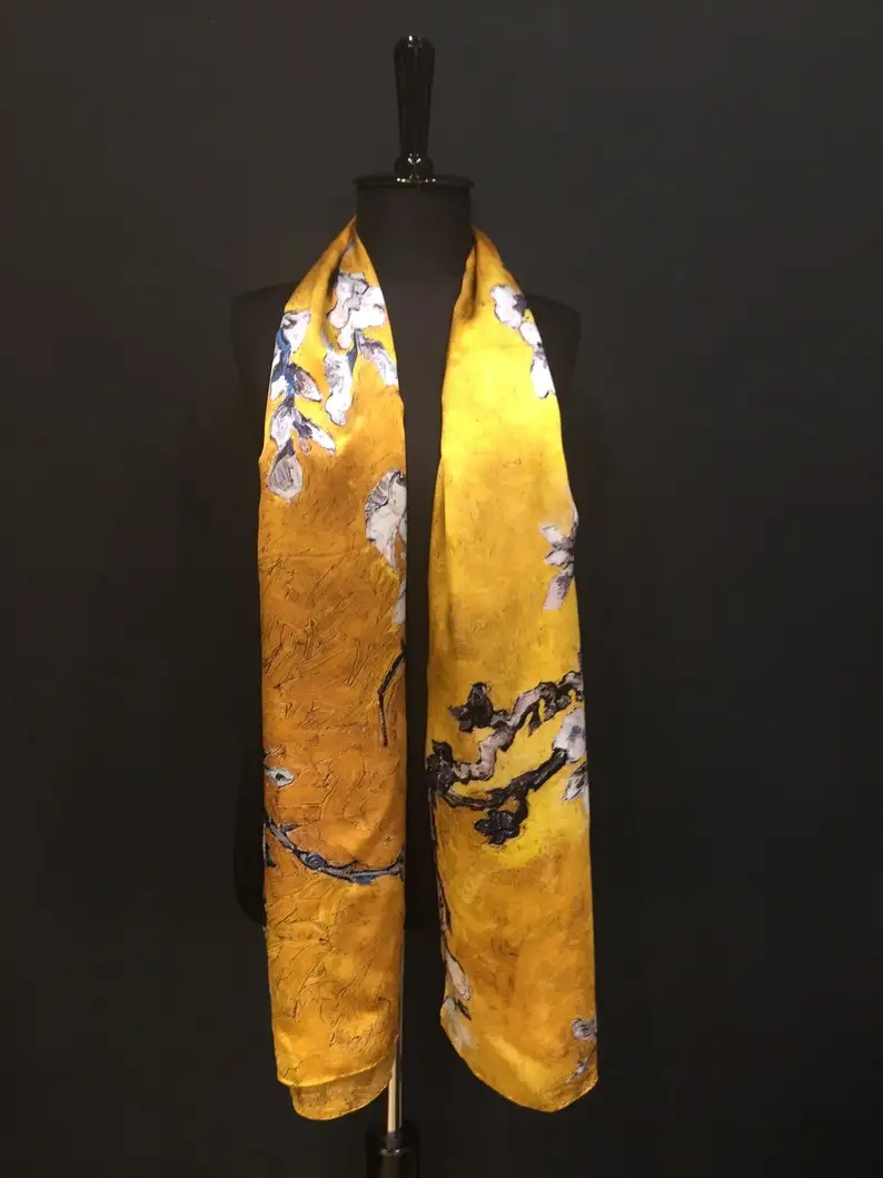 Mulberry pure silk scarf shawl Big Size High Quality 14 mumies (max quality) Vincent van Gogh yellow color. |