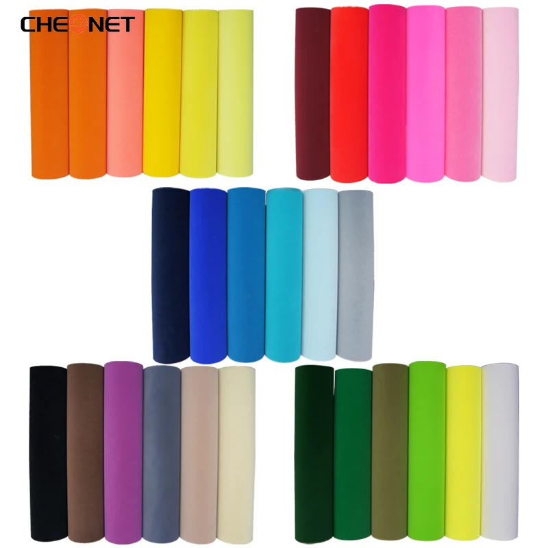 25X100CM Free Shipping Flock Heat Transfer Vinyl Assorted Colors Iron On HTV for T-Shirt with Cricut or Heat Press DIY