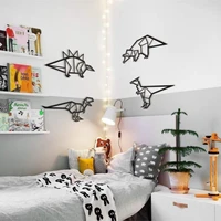 set of 4 dinosaur wall decor adornment laser cut mdf wood decorative painting childrens room black modern home art classic