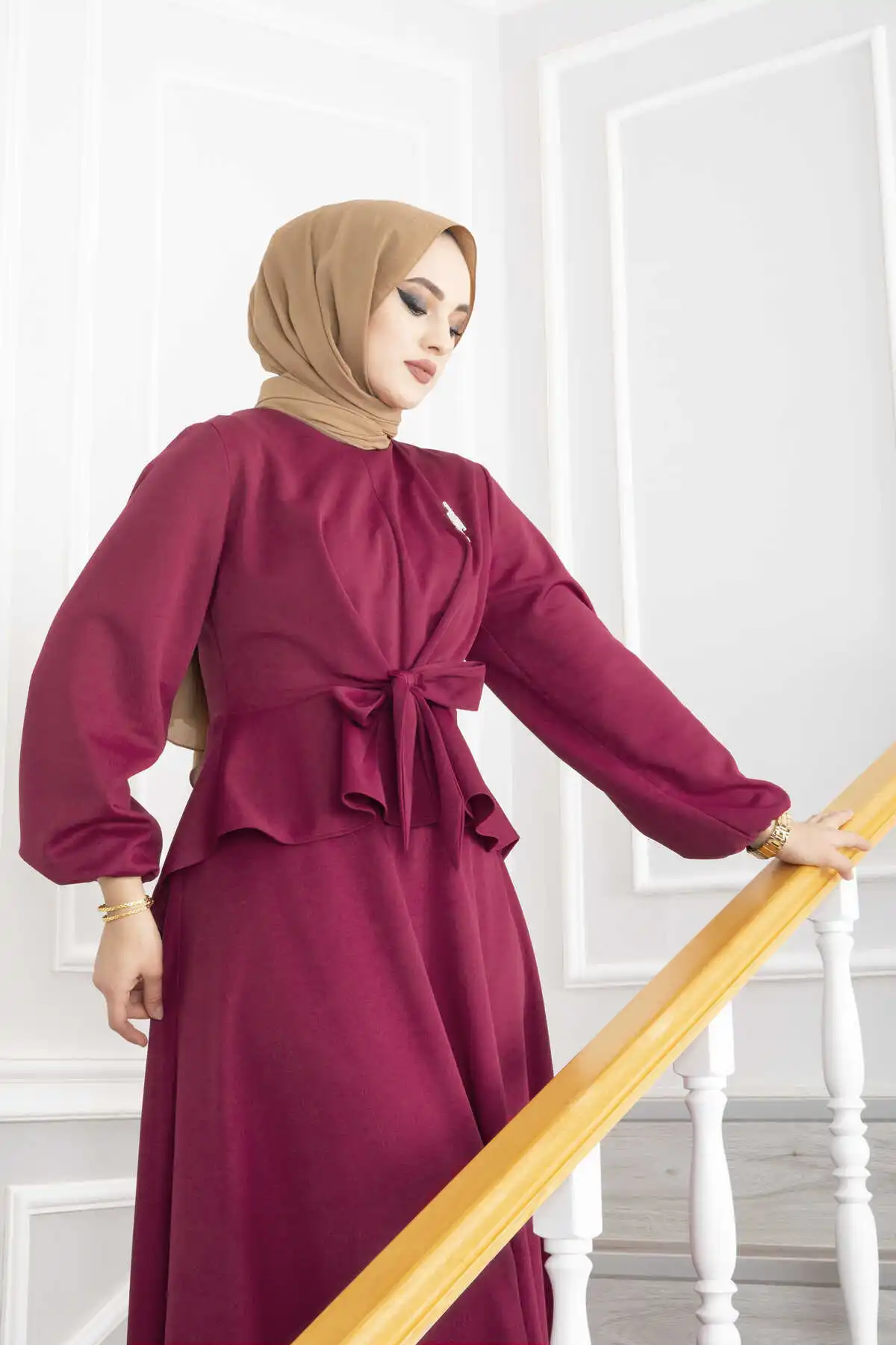 Women Flywheel Hijab Set Ramadan Summer Eid Mubarak Kaftan Dubai Abaya Turkey Muslim Fashion Dress Sets İslamic Clothing Suits