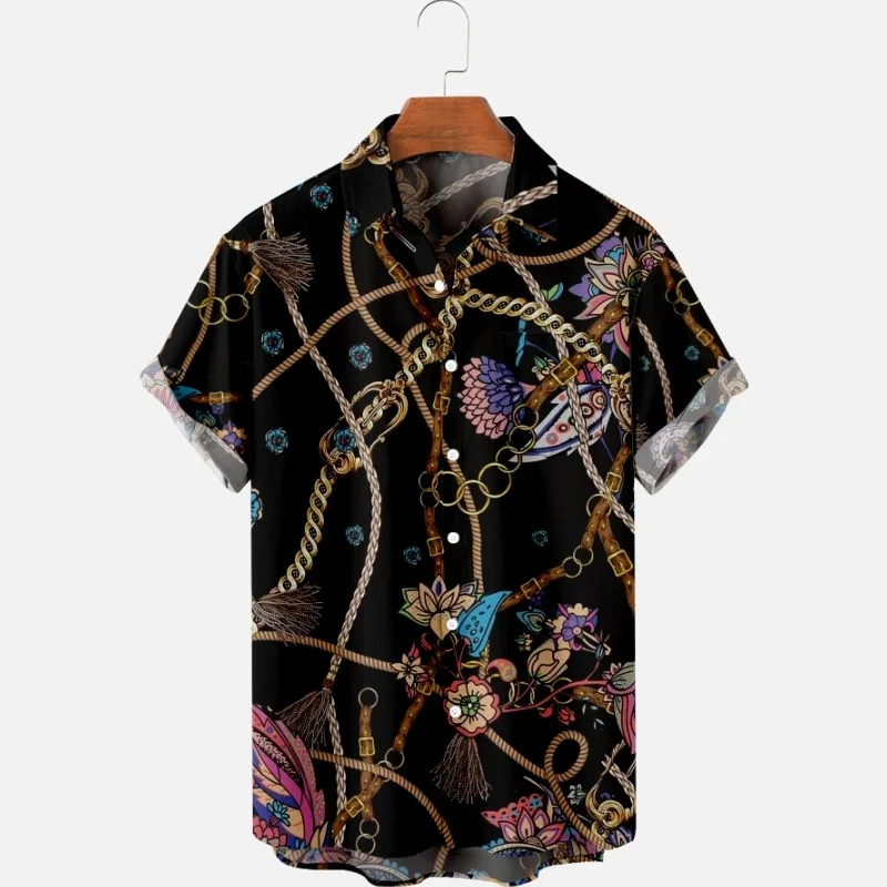 

2022 New Design Style 3D Digital Print Short Sleeved Casual Loose Oversized Mens Shirts