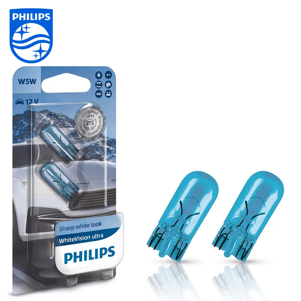 Фото Автомобильные лампы Philips W5W (T10) WhiteVision (до 4500 K) (2 шт.) 12961NBVB2 №1