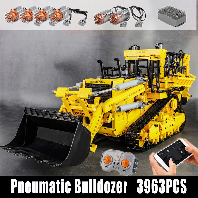 

Высокотехнологичный пневматический бульдозер MOULD KING 17023, набор кирпичей MOC App, моторизованный шахтный автомобиль, строительные блоки, игрушк...