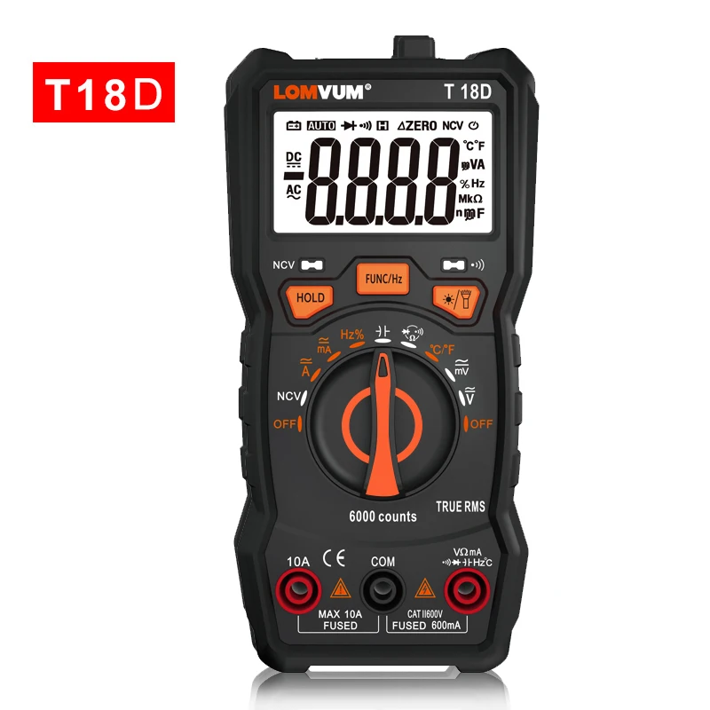T18D LOMVUM Intelligent Multimeter 6000 Count Digital High-precision Automatic Multi-function Portable Anti-burn Digital Table - Цвет: T18D