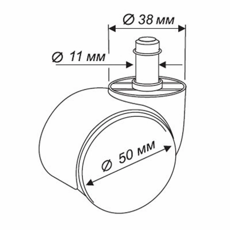 Комплект колёсиков (роликов) 5 тш прорезиненных для ламината и паркета шток 11