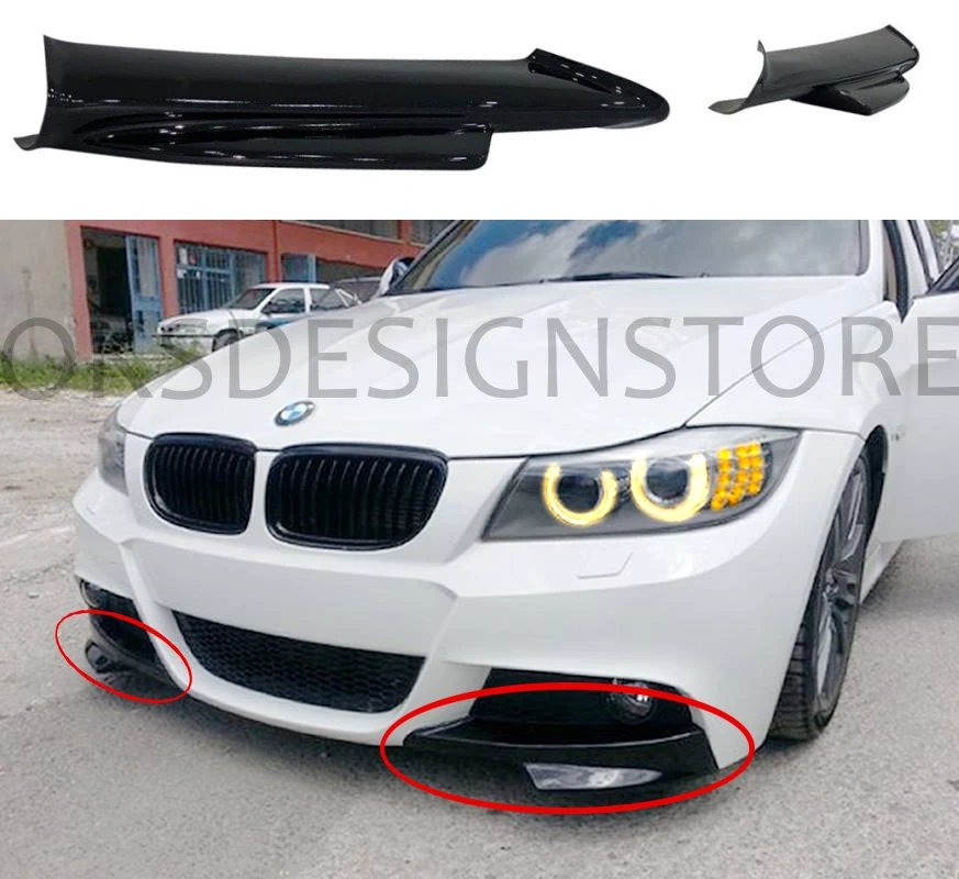 Сплиттер для переднего бампера BMW E90 M Tec 3 Series2009 2010 2011 2012 LCI угловой глянцевый