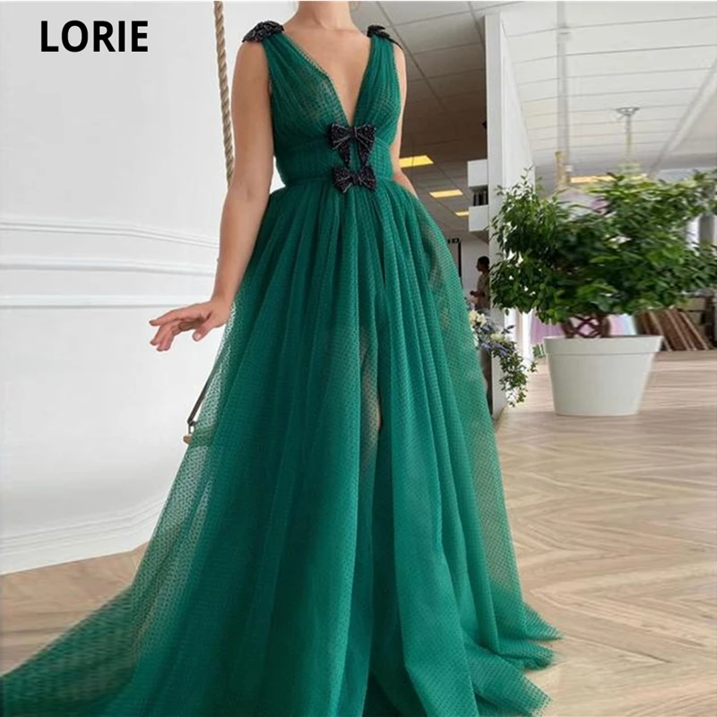 Lorie comprimido com borboletas bordadas, vestidos de festa 2021 celadon verde de baile (0)
