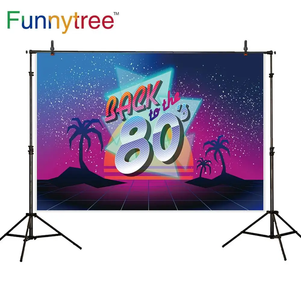 

Funnytree photography music shoot summer night Coconut tree 80 90s party Black backdrop photophone photo photozone background