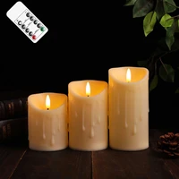pack of 3 remote control flameless flickering electronic candle lightbattery operated fake decorative pillar candles