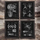 X Wing патент чертеж Холст принты Мальчики декор комнаты научная фантастика Любители подарок плакат искусство картина в стиле стимпанк украшения