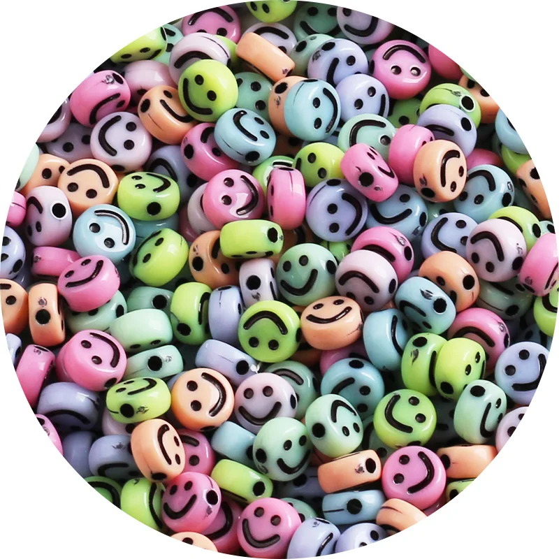 

Round Flat Alphabet Mixed Smiley Luminous Acrylic Beads Loose Spacer Beads For Jewelry Making Handmade DIY Bracelet Necklace