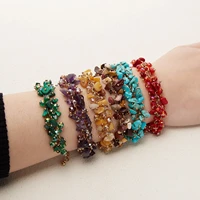 irregular natural stone crystal bracelets for women girls party wedding gifts beaded jewelry 6 colors adjustable chain bracelets