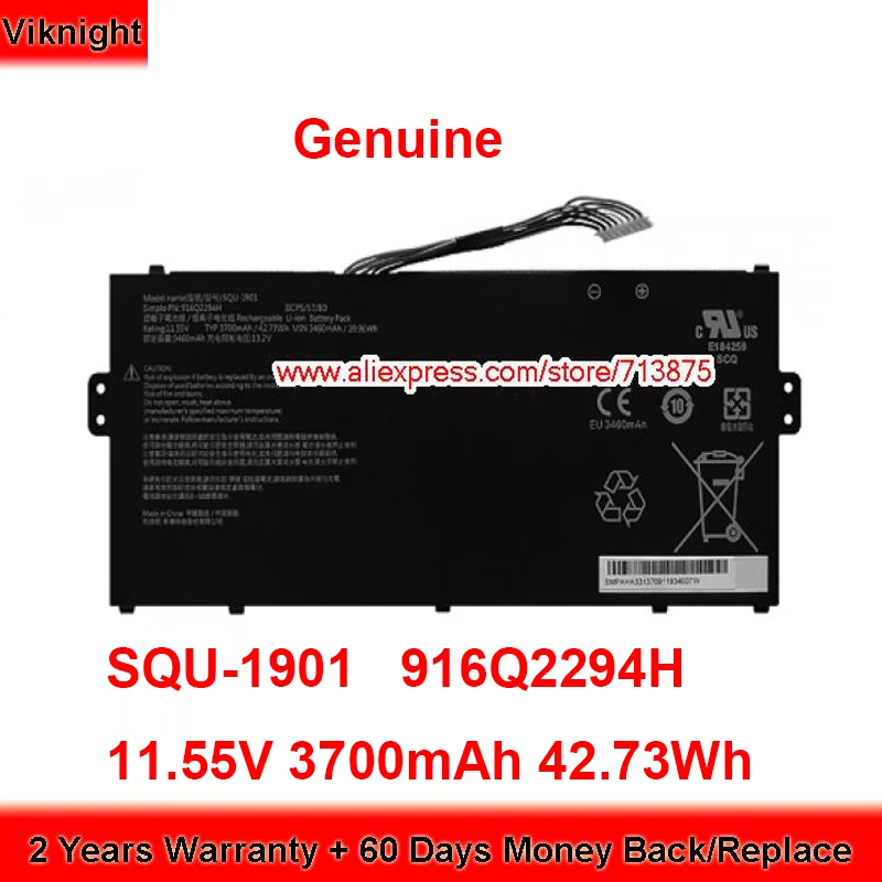 

Genuine SQU-1901 Battery 916Q2294H for Haier 3ICP5/57/80 11.55V 3700mAh 42.73Wh