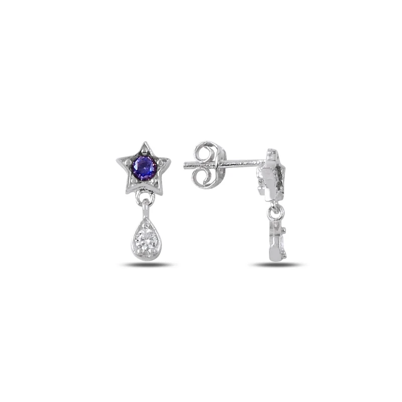 

Silver 925 Sterling Zircon Cubic Zirconia Dangle Star Earrings