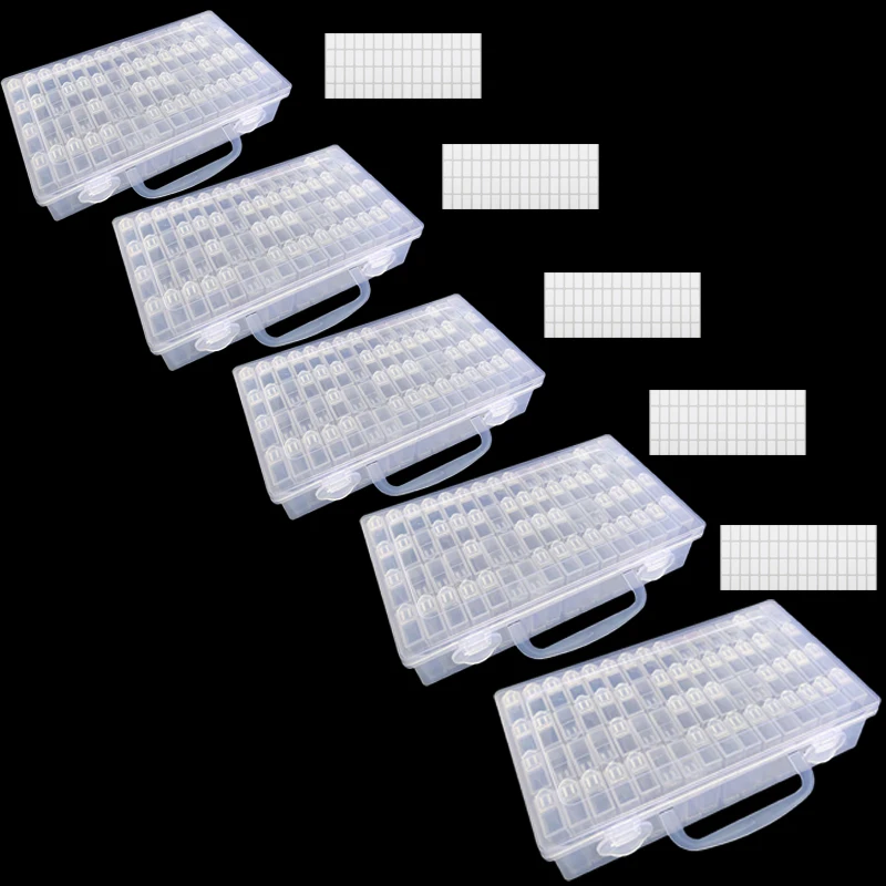 

5 Pcs 64 Grid Diamond Painting Box Storage Tool Accessories Bead Container Rhinestone Diamond Embroidery Stone Storage Box