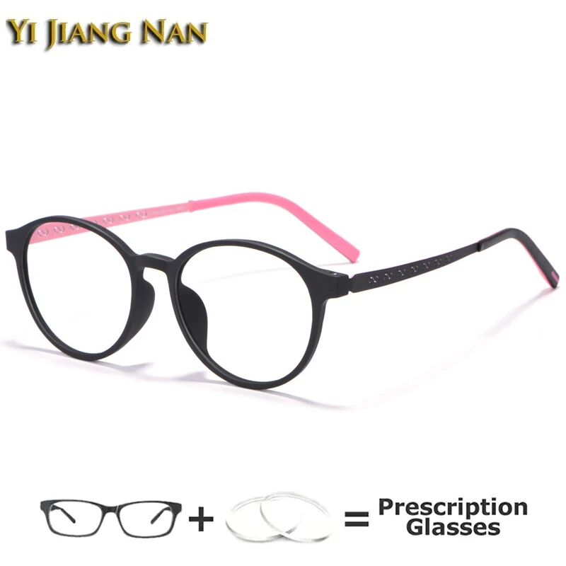 

Women Retro Prescription Glasses TR90 Frame Titanium Temple Round Optical Eyewear Light Weight Anti Blue Ray Spectacle for Men