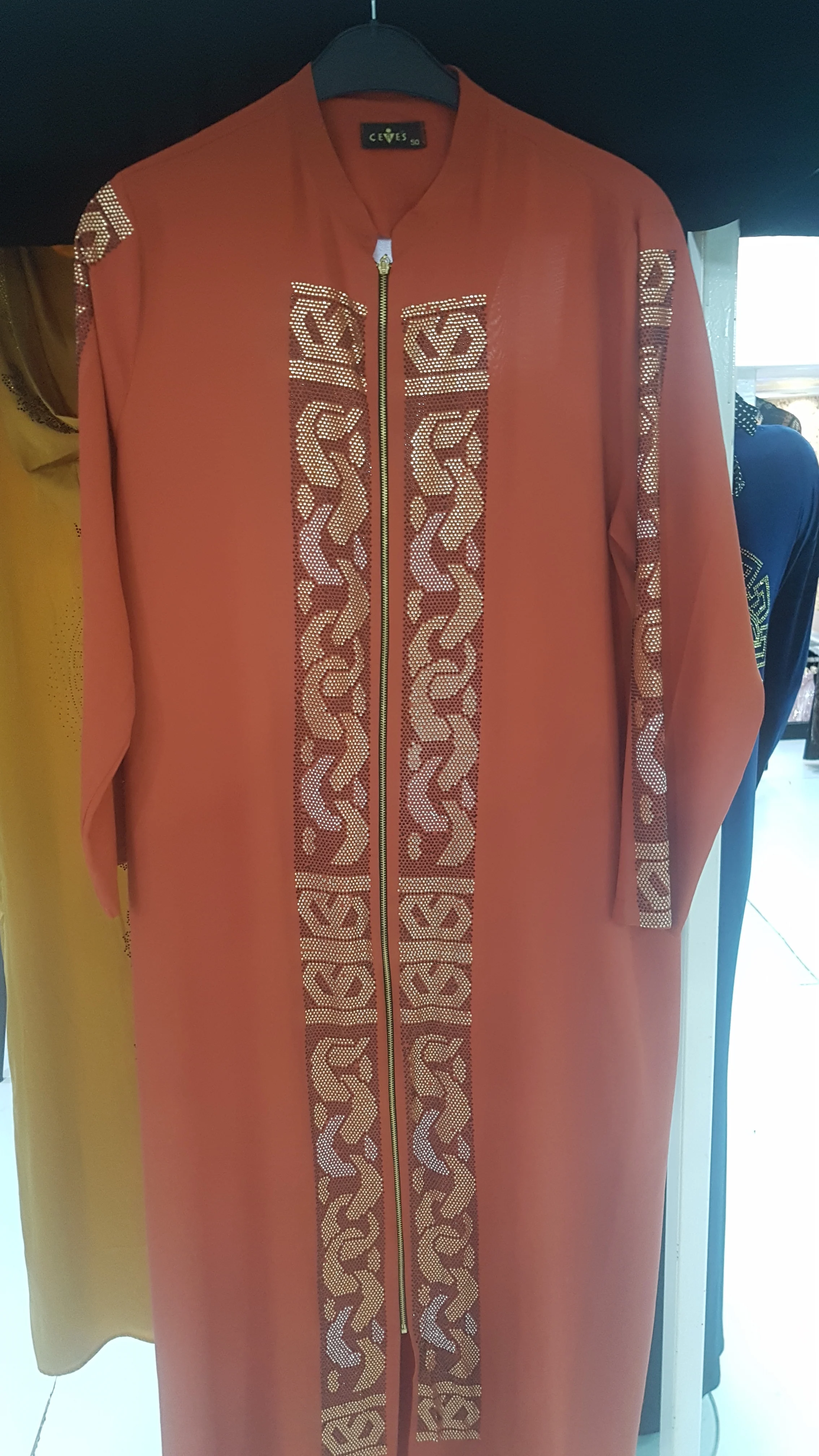 Abaya Африканский Дубай хиджаб Абая платье Оранжевый Джессика ткань кафтан, длинный рукав одежда длина 140 см X ширина 57 см Новинка 2022