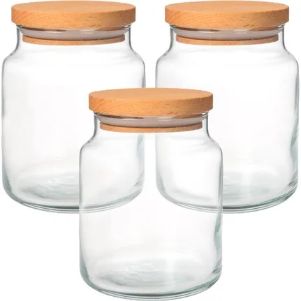 

Jar With Wooden Lid Small Size 290 cc 3 Pieces