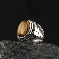 Men's Tiger 'S Eye Gemstone 925 Sterling Silver Ring Special Design 2022 Summer Winter Fashion Trend Accessories Products All Sizes Free Shipping