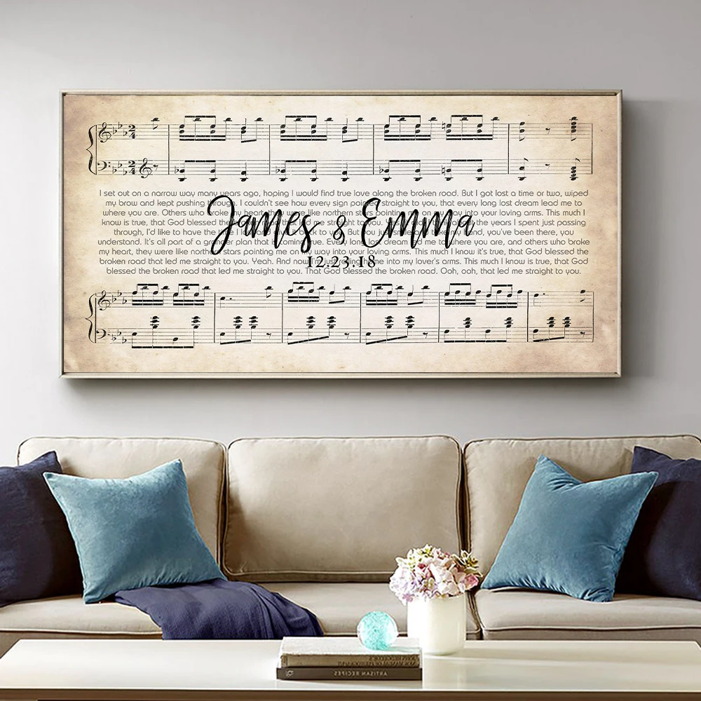 Индивидуальное Имя текст свадебный подарок Персонализируйте любую песню холст