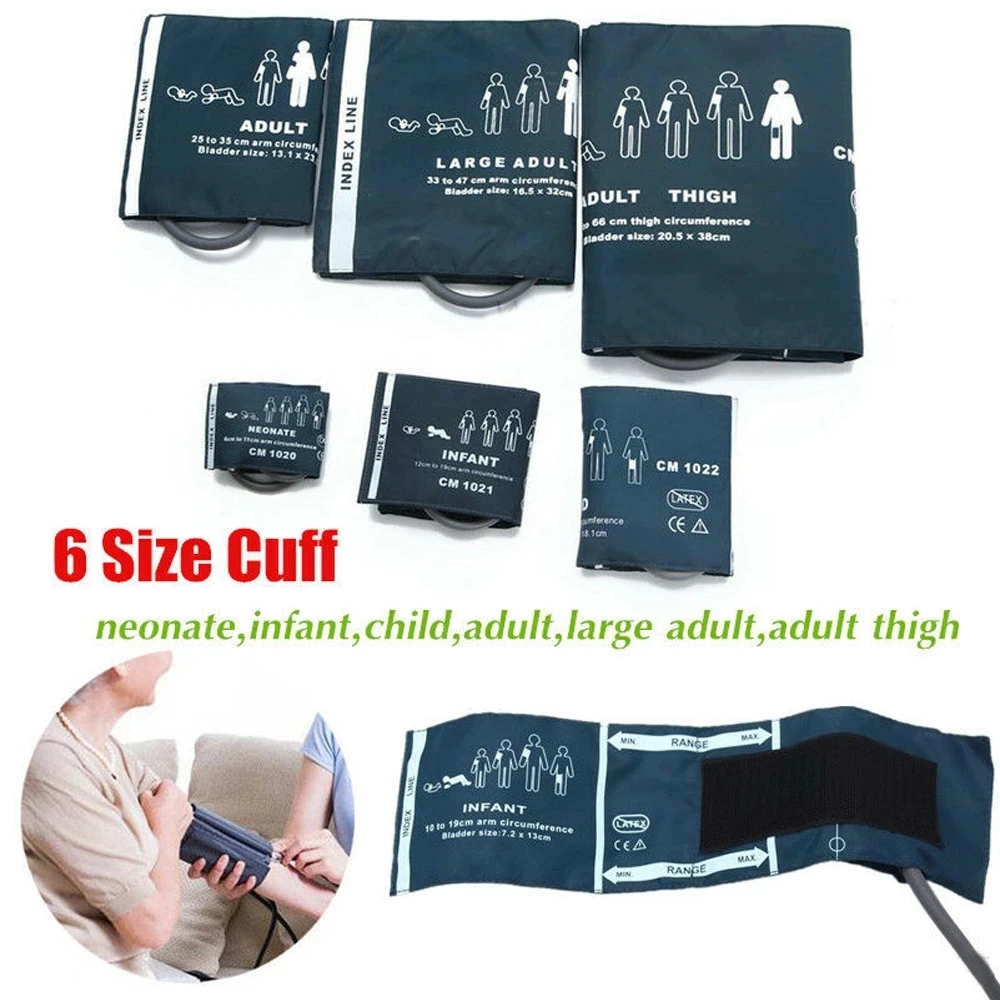 

6 Size NIBP Cuff Blood Pressure Monitor Accessories NIBP Holter Cuffs Neonate Infant Adult Child Large Adult Adult Thigh