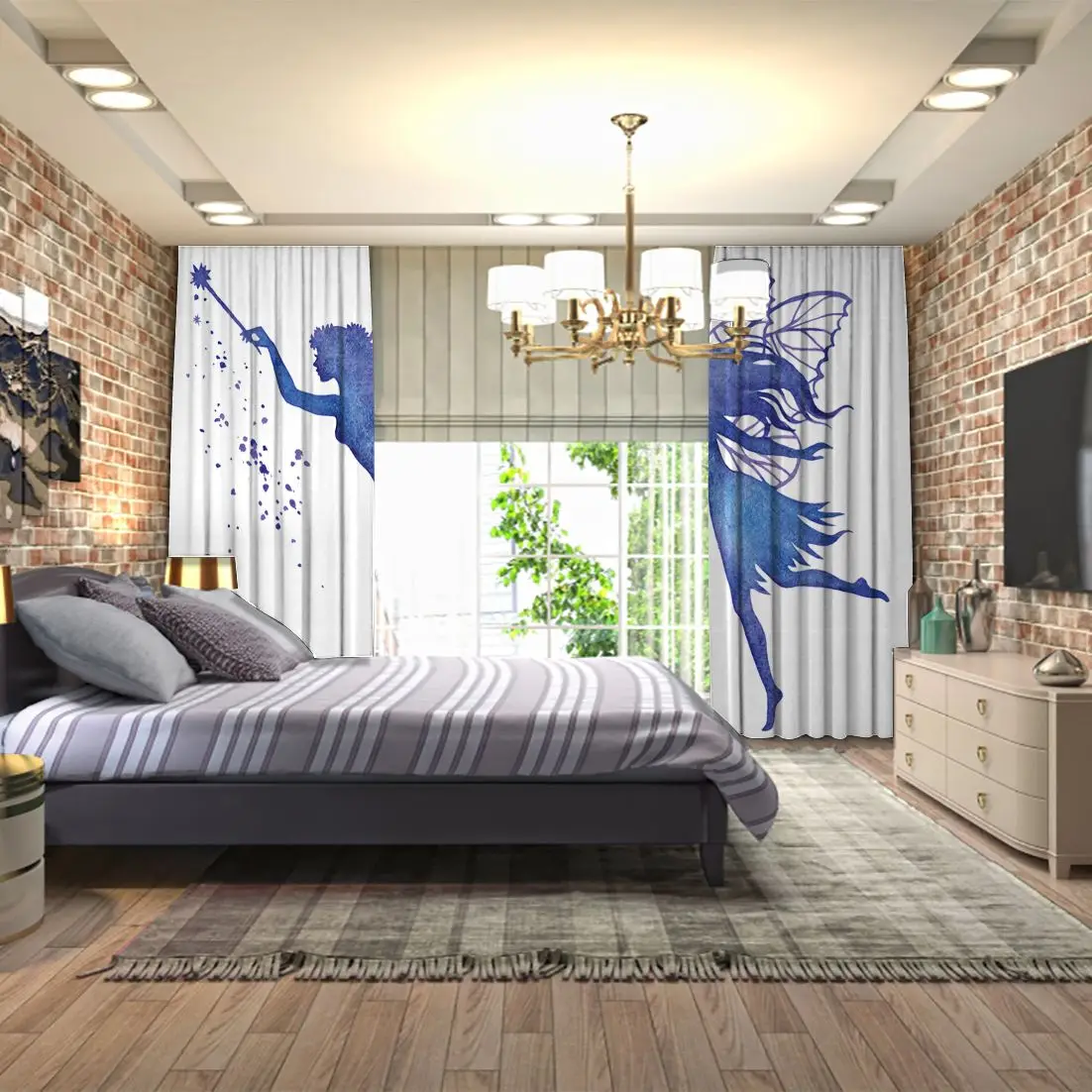 Занавеска фея девушка с волшебной палочкой силуэт волшебник эльф мечтательный