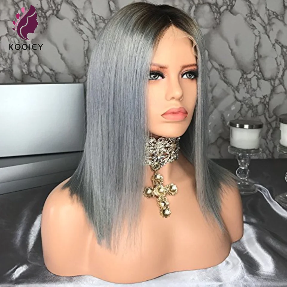 

Парик 1B Grey Ombre 13x 4/13x 6 на сетке спереди, бразильские прямые короткие человеческие волосы, парики для женщин, HD прозрачные на сетке спереди, al парик