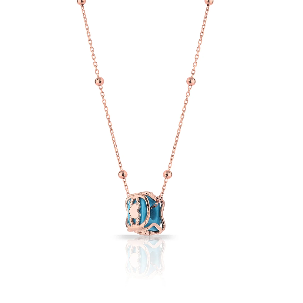 

Блестящее женское ожерелье с подвеской из стерлингового серебра 925 пробы с покрытием из розового золота с бирюзой