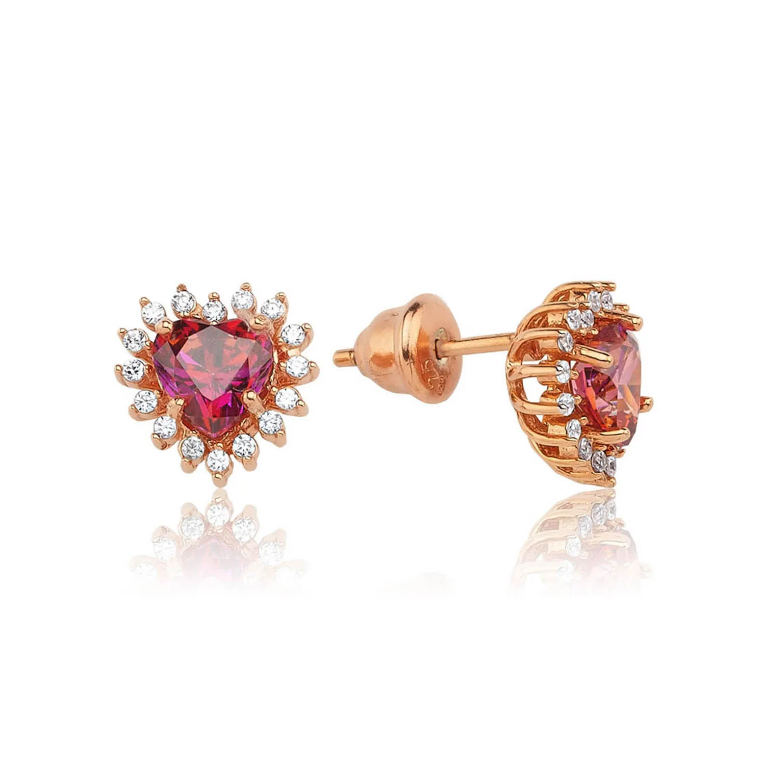 

Серебряные серьги с красным цирконием в форме сердца, 1,5 карат