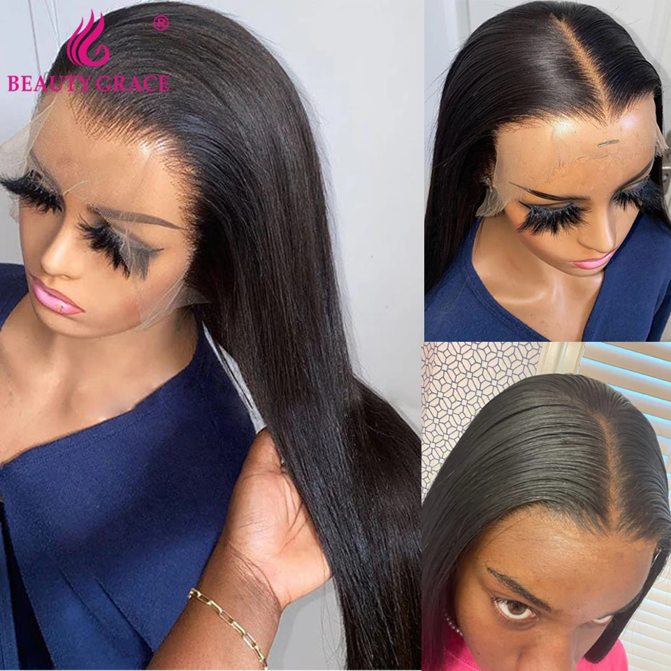 Brazilian Bone Straight 13X4 Lace Front Wig 250 Density 30 Inch Lace Front Wig Human Hair Lace Frontal Wigs For Women Closue Wig