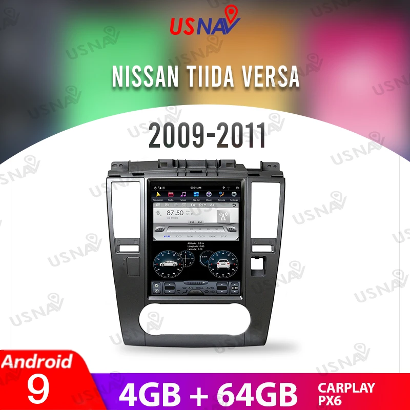 

USNAV Tesla Screen 10.4" Android 9 For Nissan Tiida Versa 2009-2011 Car Multimedia GPS Navi Head Unit Stereo Carplay Radio Video