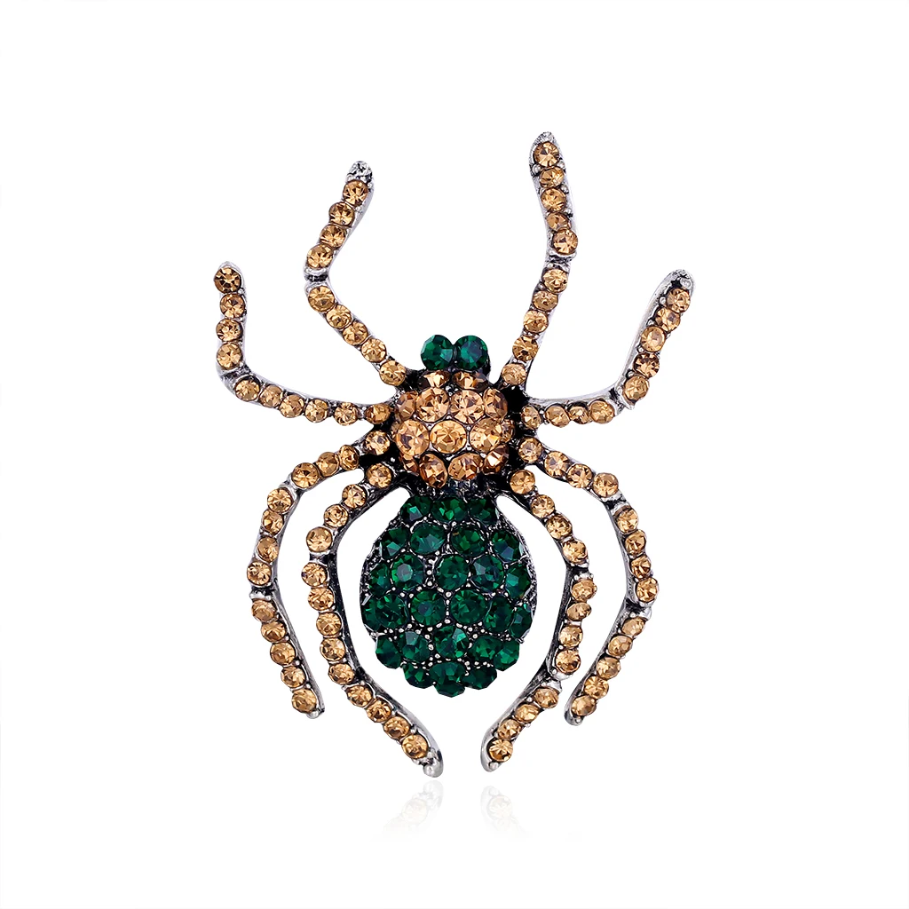 

Delicate Large Spider Insect Animal Brooches Crystal Rhinestone Pin Brooch Fashion Jewelry Enamel Pin Coat Accessories Ornaments