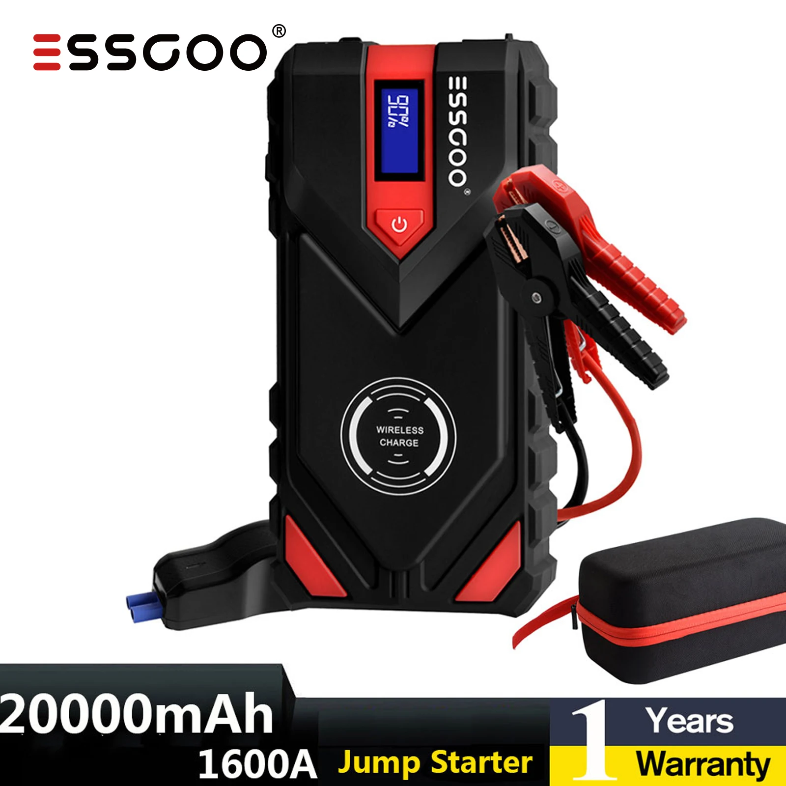

ESSGOO Car Jump Starter Power Bank 20000mAh 12V Starting device Diesel Car Battery Starter 1600A Emergency Starter-Up For Car