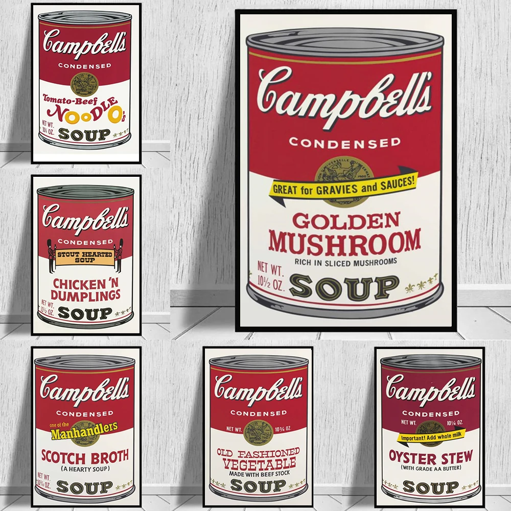

Vintage Andy Warhol Series Campbell Soup Canned Canvas Painting Aesthetic Poster and Prints Wall Art Picture Living Room Decor