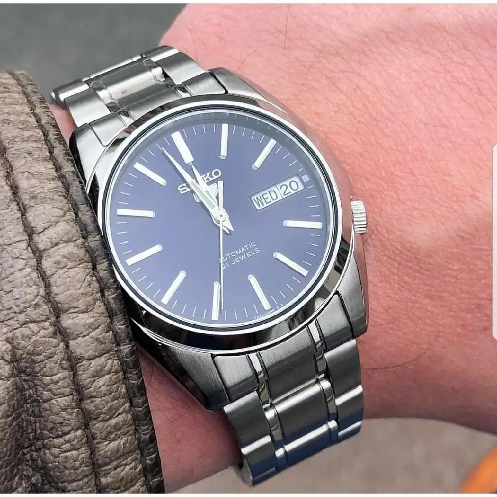 Мужские автоматические часы Seiko 5 SNKL43K1, циферблат 37 мм, стальной  автоматический ремешок Seiko, мужские часы с синим циферблатом, стальной  браслет | Наручные часы | АлиЭкспресс