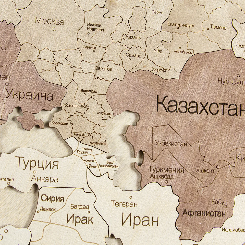 Карта мира из дерева на стену 160*85 см / Декорации настенные Пазлы детские Дизайн