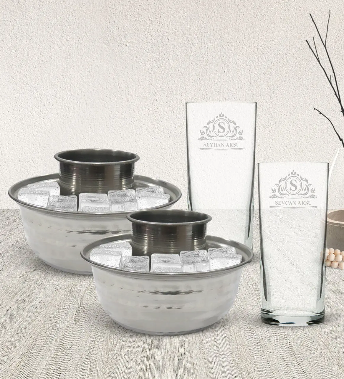 

Personalized Dual Arrack Cup and Ahl-i Enjoyed Seti-12