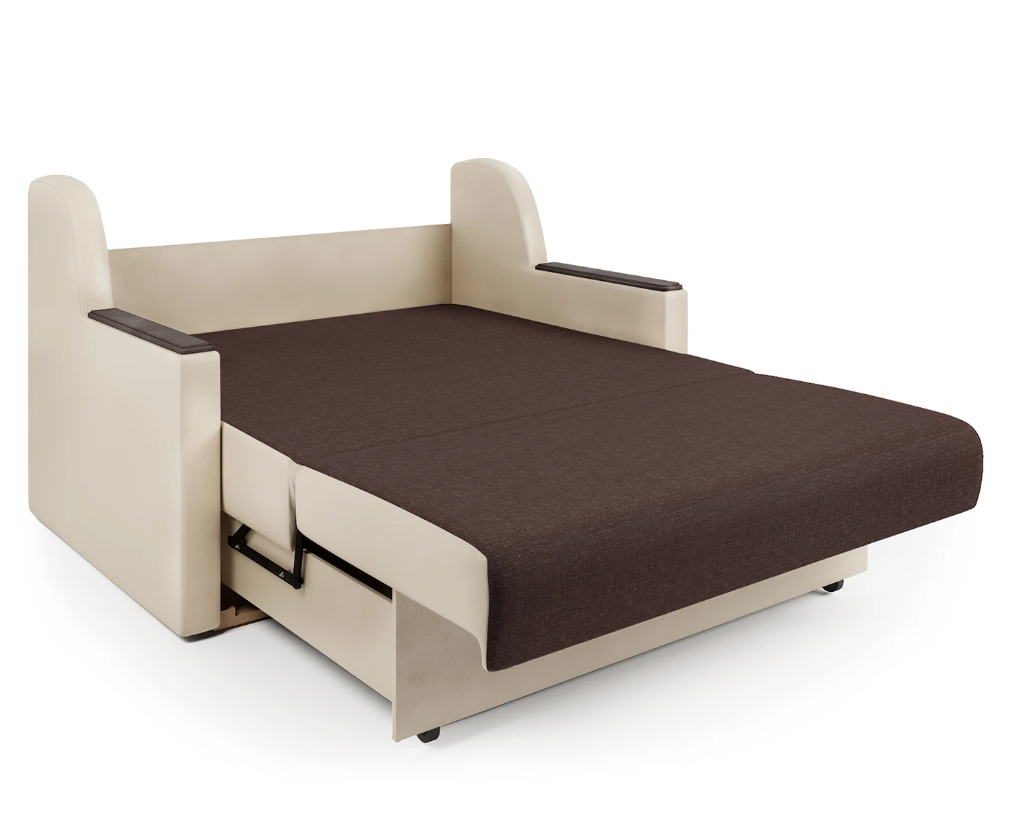 Диван аккордеон Аккорд Д 120 рогожка шоколад и экокожа беж| |