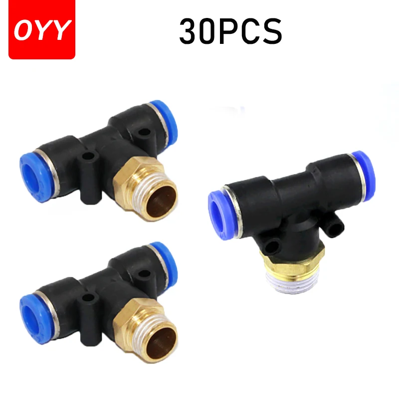 

30Pcs PB Air Fitting High Quality Fittings for Hose 4-12MM Male Thread BSP 1/4 " 1/2" 1/8 "3/8" Pneumatic Connector