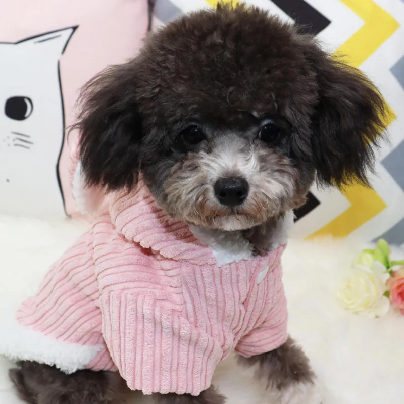 

Winter Soft Warm Pet Dog Outfit Jumpsuits Clothes Coral Fleece Puppy Clothing Pajamas For Teddy Cartoon Dog Coat Jacket