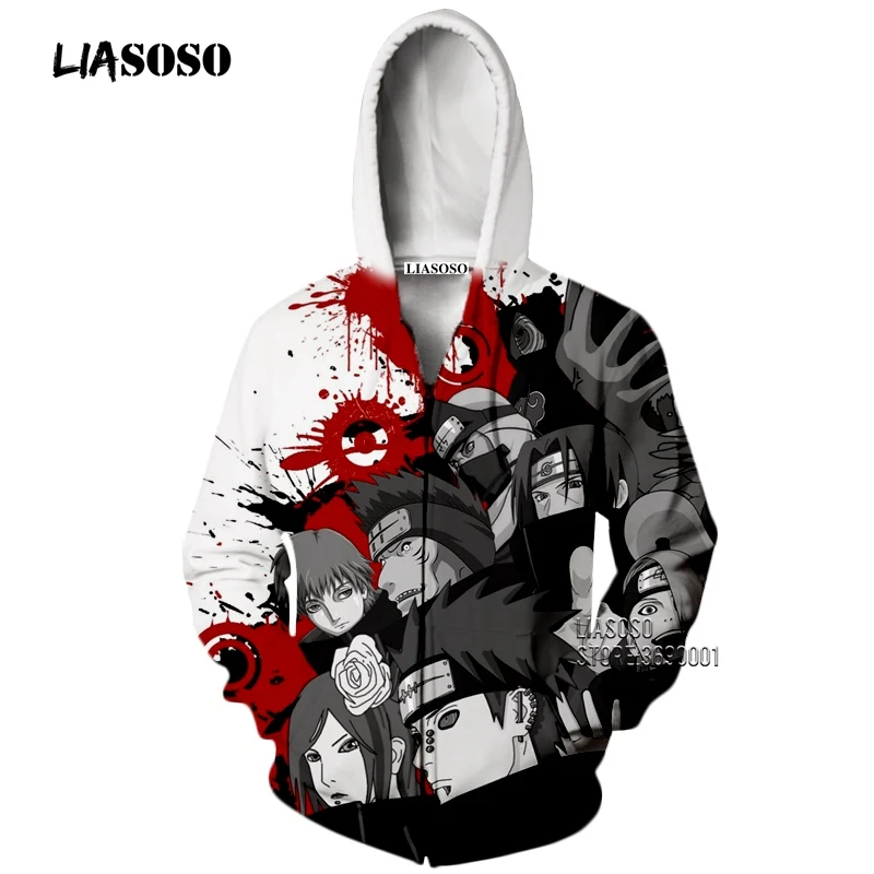10 LIASOSO 3D принт унисекс аниме Наруто Akatsuki Учиха Итачи Дейдара боль толстовки с капюшоном Кофты на молнии X2650 - Цвет: 10
