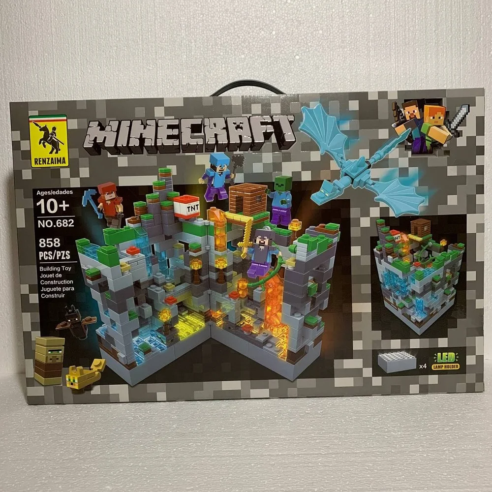 Конструктор MINECRAFT Renzaima Крепость №696 695 682 680 679 со светодиодной подсветкой | Игрушки