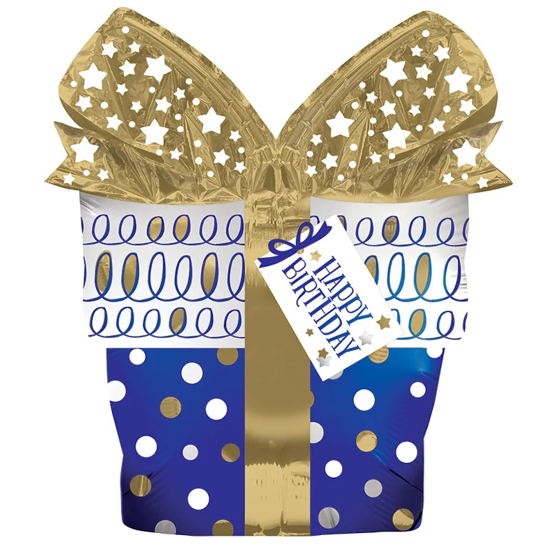 Шар фигура - Подарок &quotHappy birthday&quot горох 66 см. /27&quot фольга |